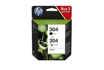 HP 304 - Pack de 2 - noir et 3 couleurs - cartouche d