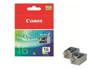 Canon BCI-16 - Pack de 2 - cyan, magenta, jaune - cartouche d