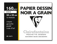Clairefontaine Etival - Pochette papier à dessin - 12 feuilles - 24 x 32 cm - 160 gr - noir