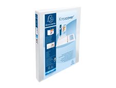 Exacompta Kreacover - Classeur à anneaux personnalisable - Dos 38 mm - A4 Maxi - pour 100 feuilles - blanc - 2 pochettes extérieures