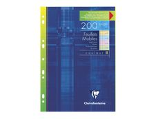Clairefontaine - 200 feuilles simples A4 - petits carreaux (5x5 mm) - perforées - coloris assorties