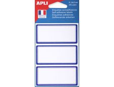 Apli Agipa - 24 Étiquettes scolaires cadre bleu - 34 x 75 mm - réf 111951
