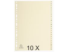 Exacompta - Pack de 10 intercalaires 24 positions alphabétiques - A4 - ivoire