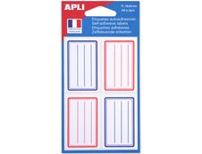 Apli Agipa - 24 Étiquettes scolaires cadre et lignes bleus, rouges - 36 x 56 mm - réf 11278
