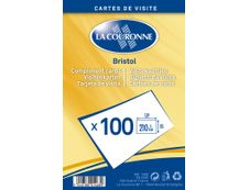 La Couronne - 100 Cartes bristol en coffret cristal - 128 x 82mm - 210 gr - blanc