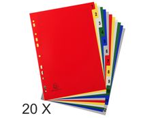Exacompta - Pack de 20 intercalaires 12 positions numériques - A4 - couleurs assorties