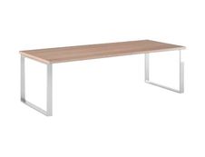 Bureau Manager FLORA - L210 x P90 cm - pieds cadre en métal effet chromé - plateau imitation frêne noir