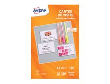 Avery - Papier pour 250 cartes de visite micro perforées 85 x 54 mm - 180 g/m² - impression jet d'encre - 25 feuilles