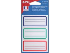 Apli Agipa - 9 Étiquettes scolaires cadre et lignes bleus, rouges, verts - 81 x 36 mm - réf 111981