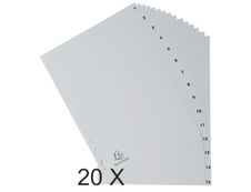 Exacompta - Pack de 20 intercalaires 15 positions numériques - A4 - gris