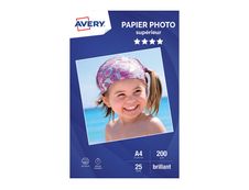 Avery - Papier Photo brillant - A4 - 200 g/m² - impression jet d'encre - 25 feuilles