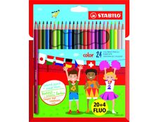 STABILO Color - 24 Crayons de couleur (20 couleurs classiques + 4 fluo)