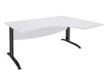 Bureau compact à droite IDRA - L160 cm - Pieds anthracite - plateau Blanc perle (Pieds de renfort obligatoire à rajouter - non inclus)