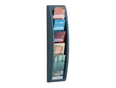 Présentoir mural Quick Fit pour documents 1/3 A4 - 5 compartiments - noir/transparent