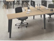 Bureau compact 90° à gauche EVIDENCE - Pieds anthracites - Plateau imitation chêne clair