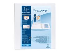Exacompta Kreacover - Classeur à anneaux personnalisable - Dos 70 mm - A4 Maxi - blanc - 3 pochettes extérieures