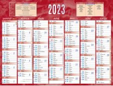 Bouchut 222 - Calendrier bancaire 7 mois par face - 32 x 42 cm - rouge