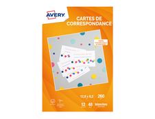 Avery - 48 Cartes de correspondance à bords lisses - 128 x 82 mm - 260 g/m² - impression jet d'encre (C2318-12)