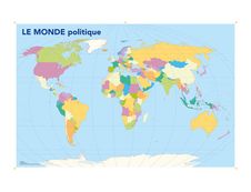 Bouchut - Carte géante Le Monde politique/physique - 80 x 120 cm - recto/verso