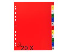 Exacompta - Pack de 20 intercalaires 12 positions numériques - A4 Maxi - couleurs assorties