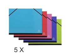 Exacompta - 5 Cartons à dessin à élastiques - 28 x 38 cm - couleurs assorties