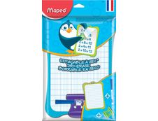 Maped - Kit ardoise blanche avec des motifs grille bleue - avec feutre et effaceur  - grands carreaux (seyes) - cadre bleu