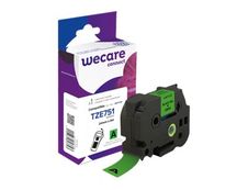 Wecare ruban d'étiquette compatible Brother TZE751 - 1 rouleau (2,4 cm x 8 m) - fond vert écriture noire