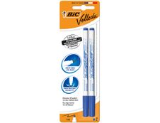 BIC VELLEDA 1721 - Pack de 2 marqueurs effaçables - pointe fine - bleu