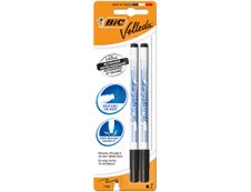 BIC VELLEDA 1721 - Pack de 2 marqueurs effaçables - pointe fine - noir