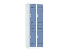 Vestiaire multicases - 2 colonnes - 4 portes - 180 x 60 x 50 cm - gris/beu