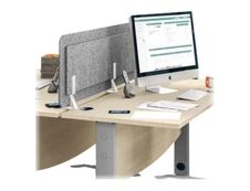 Écran de séparation acoustique pour bureau (sans support de fixation) - L120 x H43 cm - gris chiné