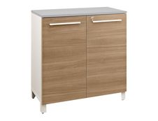 Rangement bas SUNDAY - L80 x H79 x P42 - 2 portes - finition chêne (Top bois non compris)
