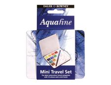 Daler-Rowney Aquafine - Peinture super fine 10 demi-godets avec pinceau et palette - couleurs assorties