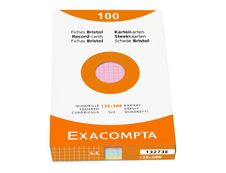 Exacompta - Pack de 100 Fiches Bristol - 12,5 x 20 cm - petits carreaux - non perforées - couleurs assorties