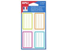 Apli Agipa - 24 Étiquettes scolaires cadre et lignes couleurs peps - 36 x 56 mm - réf 102674