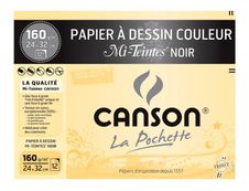 Canson - Pochette papier à dessin - 12 feuilles - 24 x 32 cm - 160 gr - noir