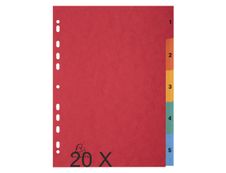 Exacompta - Pack de 20 intercalaires 5 positions numériques - A4 - couleurs assorties