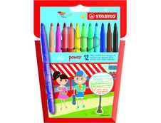 STABILO Power - 12 Feutres - pointe moyenne - couleurs assorties