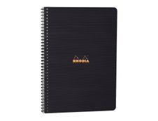 RhodiActive - Cahier à spirale A4+ (22,5 x 29,7 cm) - 160 pages - petits carreaux (5x5 mm) - noir