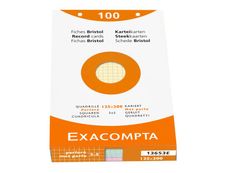 Exacompta - Pack de 100 Fiches Bristol - 12,5 x 20 cm - petits carreaux - perforées - couleurs assorties