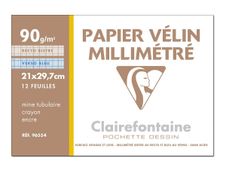 Clairefontaine - Pochette papier à dessin millimétré velin - 12 feuilles - A4 - 90G