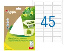 Apli Agipa - Etui A5 - 630 Étiquettes 100% recyclées blanches multi-usages - 12,8 x 38 mm - coins arrondis - réf 101244