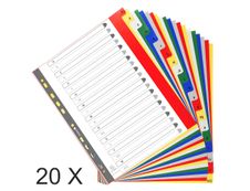 Exacompta - Pack de 20 intercalaires 20 positions alphabétiques - A4 Maxi - couleurs assorties