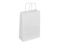 50 Sacs cadeau kraft - poignées torsadées - 14 cm x 8 cm x 21 cm - blanc