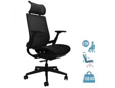 Fauteuil de bureau ergonomique WALLACE - accoudoirs réglables - appui-tête réglable - noir