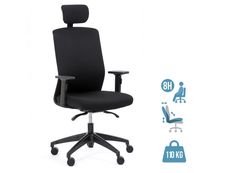 3701338801723-Fauteuil de bureau SCOTTY - accoudoirs réglables - appui-tête réglable - noir--1