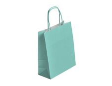 50 Sacs cadeau kraft - poignées torsadées - 18 cm x 8 cm x 22 cm - vert d'eau