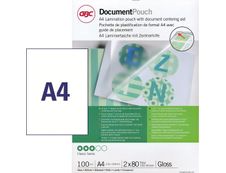 GBC - 100 pochettes de plastification A4 (216 x 303 mm) - 2 x 80 microns - brillantes