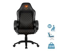 Fauteuil gamer FUSION - accoudoirs fixes - appui-tête intégré - noir
