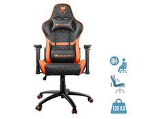 Fauteuil gamer Armor One - accoudoirs réglables - appui-tête intégré - noir et orange
